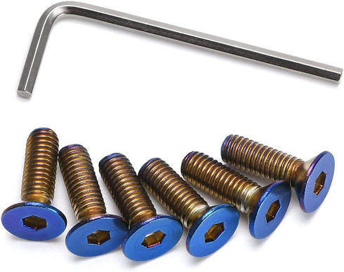 6pcs Steering Wheel Screw Bolts Taper M5×0.8 Length 15mm, Burnt Titanium Finish Flat Head
