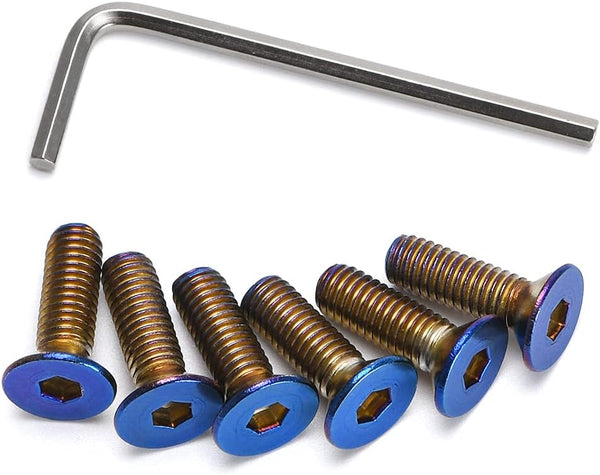 6pcs Steering Wheel Screw Bolts Taper M5×0.8 Length 15mm, Burnt Titanium Finish Flat Head