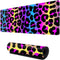 Leopard Neon Animal Print Mouse Pad, XL Large Gaming Mousepad, Long Extended Keyboard Pads for Gaming and Office (31.5