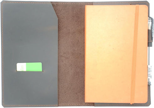 Leather Cover for Moleskine Large Hard Cover, Distressed Leather Cahier Refillable Travel Journal for 5"x 8.25" Dark