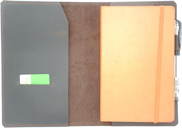 Leather Cover for Moleskine Large Hard Cover, Distressed Leather Cahier Refillable Travel Journal for 5"x 8.25" Dark