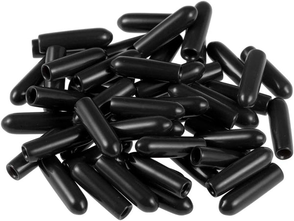 uxcell 50pcs Rubber End Caps, Black Vinyl Round Tube Bolt Cap Cover, 2.5mm ID, Screw Thread Protectors, 0.1 inch