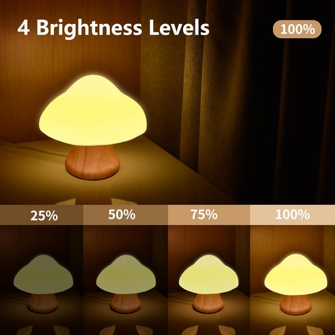 16 ANGTUO Wooden Mushroom Lamp, Color Changing Mushroom Night Light with Two Remote Controls