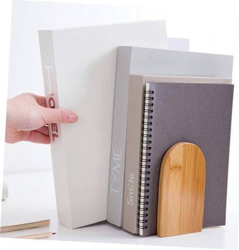 Retractable Bamboo Bookends - Elegant Desk Organizer for Home and Office