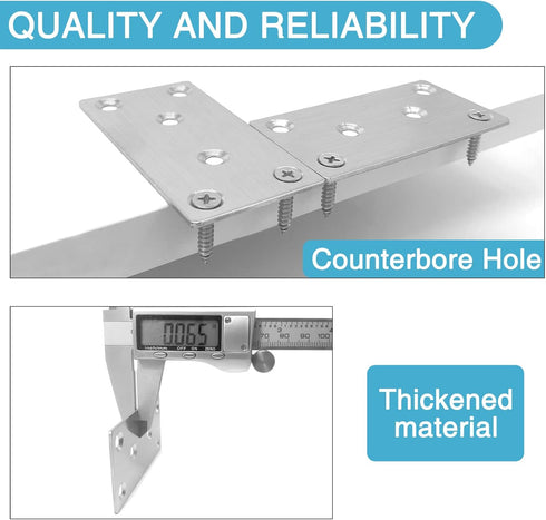 6PCS Mending Plates, 3.11'' x 1.57'' Flat Metal Bracket with Holes, Stainless Steel Connector