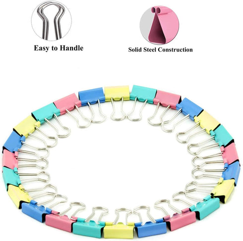 Small Colorful Binder Clips, 1 inch Length, for Office (64 Pcs)