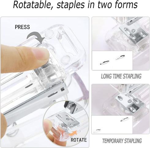 Office Desk Accessories Set - Acrylic Stapler Set with Staple Remover, Tape Holder, Pen Holder, Clips, and Staples