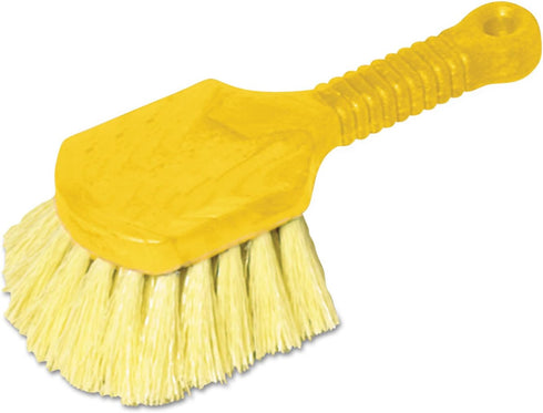 Rubbermaid 9B29CT Long Handle Scrub 8" Plastic Handle Gray Handle w/Yellow Bristles