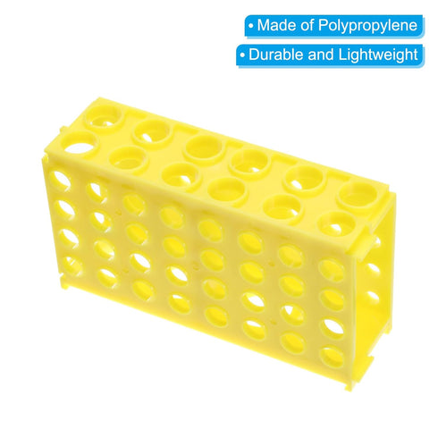 PATIKIL 80 Wells Tube Rack - 2 Pcs Vial Rack for Microcentrifuge Tubes 0.5/1.5/2/10/15/50ml, Yellow