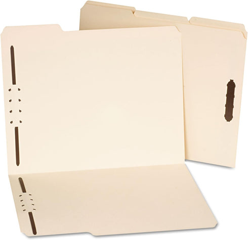 Universal UNV13420 Deluxe Reinforced Top Tab Folders with Fasteners, 1/3 Cut Tab, Manila (50/Box)