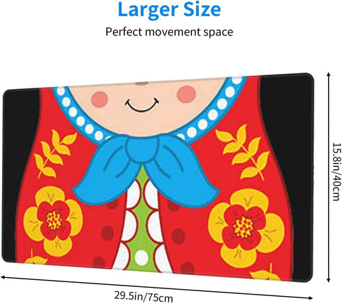 Hwxzupm 16x29.5 Inch Russian Nesting Dolls Gaming Mouse Pad Large - Non-Slip Desk Mat with Stitched Edges, Durable