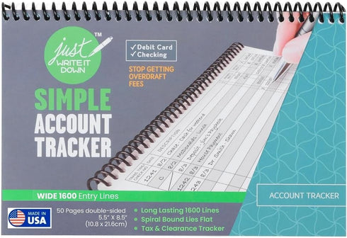 The Superior Register Simple Account Tracker, Big Checkbook Register, 1 Pack, Teal