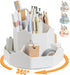 Pencil Pen Holder for Desk, 9 Slots 360 Degree Rotating Organizer for Office, School, White