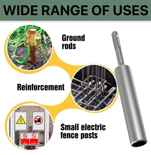 SDS-Plus Ground Rod Driver for 5/8" & 3/4" Rods, Fits Hilti/DeWalt/Bosch Hammer Drills
