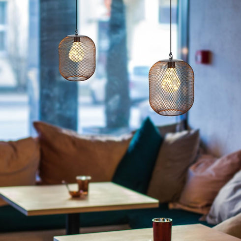 6 TRIROCKS Hanging Lamp Battery Operated Hanging Light Cordless Pendant Lamp Metal Mesh Lanterns with Hours Timer
