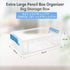 6 Pack) Extra Large Pencil Box, Plastic Hard Pencil Pen Case, Clear Crayon Box Bulk Marker Organizer, Plastic Storage