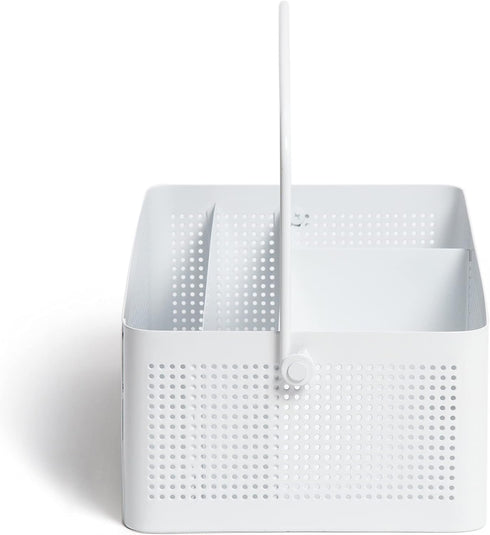 U Brands Modern Perforated Caddy, Desktop Organizer for Office Supplies, Metal, White, 1 Count