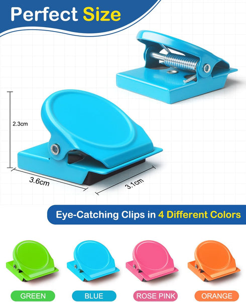 VICNOVA 24 Pieces Heavy Duty Magnetic Clips, Metal Chip Clips for Fridge, Whiteboard, Locker, Classroom Organization