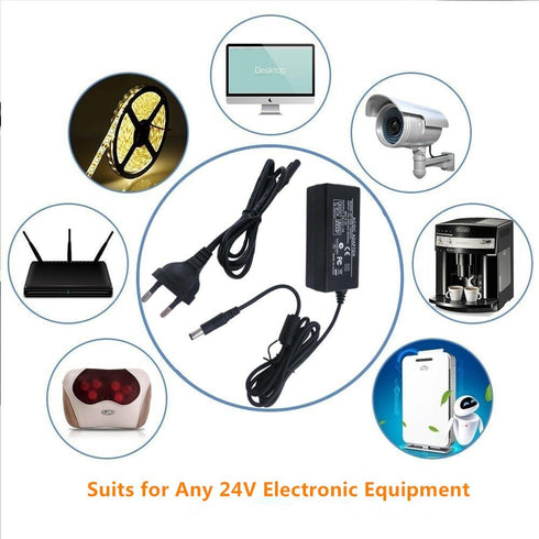 Signcomplex 24V 2A 48W 24V 5.5x2.1mm Power AC Adapter Transformers, Switching Power Supply for LED Strip, Household