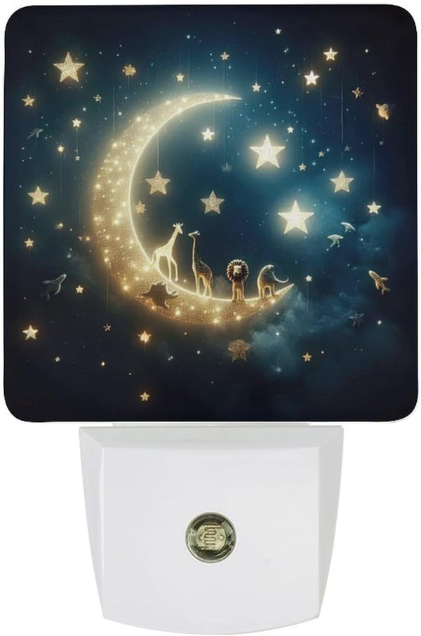 YKJAHSD Moon and Starry Sky Night Light, Plug into Wall Decor Nightlights for