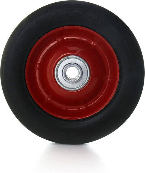 QWORK 2 Pack Premium Rubber Wheel, 6" x 1.5", 1/2" Axle, Hand Truck Wheel with Ball Bearing, Capacity up to 132 lbs