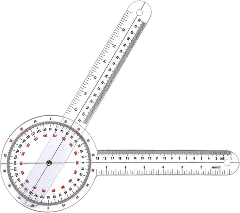 Goniometer 12 Inch, Transparent Orthopedic Angle Ruler for Physical Therapy and Body Measuring