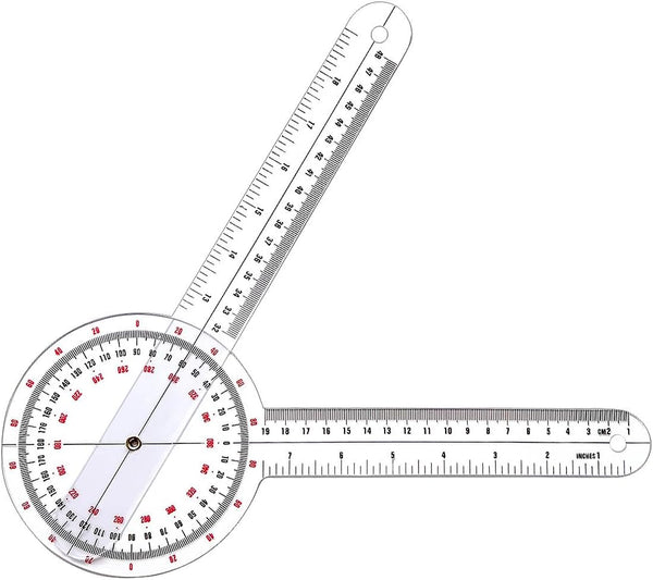 Goniometer 12 Inch, Transparent Orthopedic Angle Ruler for Physical Therapy and Body Measuring