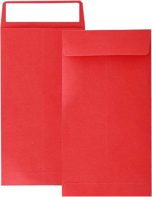 Red 100 Pack Cash Envelopes 3.5 x 6.5 inch, Coin Self Seal Envelopes for Savings Plan, Money Envelopes for Cash