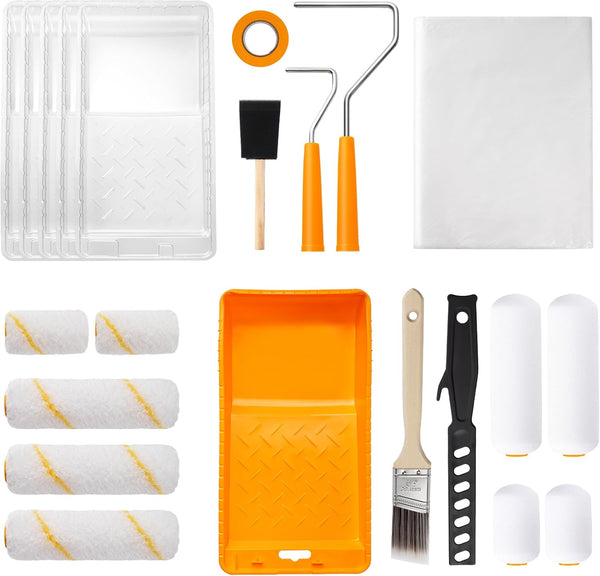 Mister Rui Paint Roller Kit 22 Piece, 4" 2" Paint Rollers, Foam