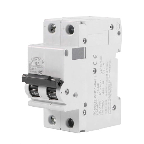 1pc 250v Solar Din Rail Circuit Breaker, 16a/32a/63a Low Voltage Circuit Breaker for Solar Panels Grid System Wind and Solar System and Many Other DC Systems(16A)