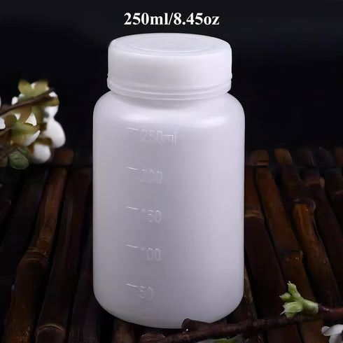 Bettomshin 5Pcs 250ml PE Plastic(Food Grade) Bottles, Wide Mouth Lab Reagent Bottle Liquid/Solid Sample Seal Sample Storage Container with Graduated by Bettomshin