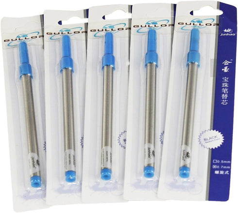 Gullor 10 pcs Blue Ink Spiral 0.7mm Refill Set for Jinhao Rollerball Pen