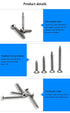 M3/M4/M5/M6 Flat Head Self Tapping Wood Screws Assortment Kit, 260Pcs Stainless Steel