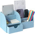 UnionBasic Desk Organizer, Blue Multifunctional Leather Desktop Pen Holder for Business Card, Pen & Mobile Phone