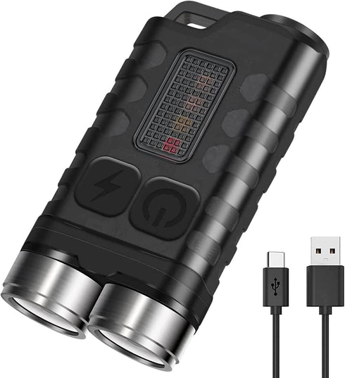 BORUIT V3 Mini EDC Flashlight, 900LM USB-C Rechargeable with Red UV Blue Light, 12 Modes, Waterproof, Black