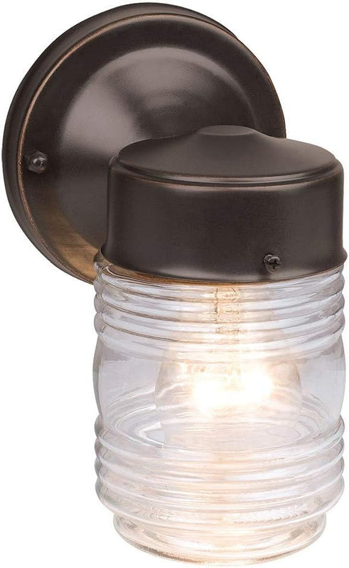 1 7.5 4.5 5.25 60W 505198 Design House Jelly Jar Light Wall Light, Oil Rubbed Bronze, Outdoor Downlight, Clear Glass
