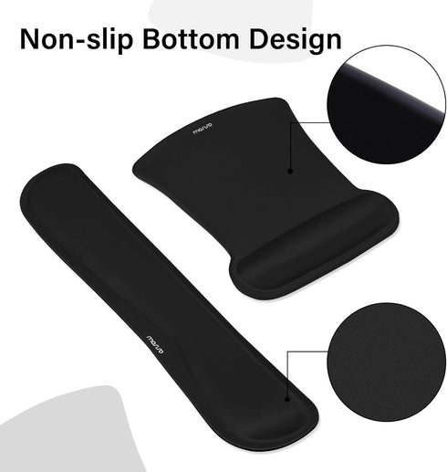 MOSISO Keyboard Mouse Pad Set, Large Gaming Mouse Pad with Wrist Rest & Coaster, Ergonomic Non-Slip Mousepad, Black