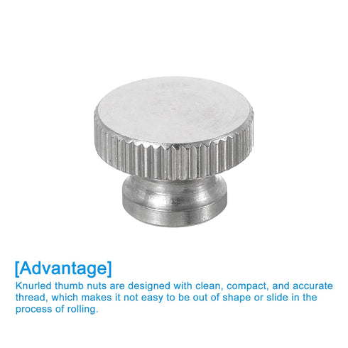 uxcell 4Pcs Knurled Thumb Nuts, M4 x D12mm x H8mm Stainless Steel Round Knobs for 3D Printer Parts, Silver