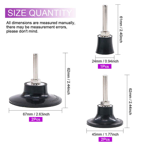 Swpeet 5 Pack 1" 2" 3" 1/4" Disc Pad Holder Kit, Universal Quick Roll On and Lock Quick Change Adapter Replacement