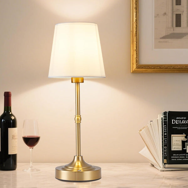 Cordless Rechargeable Table Lamp,5200mAh Battery Operated LED Light,Fabric Shade Cordless Lamp for