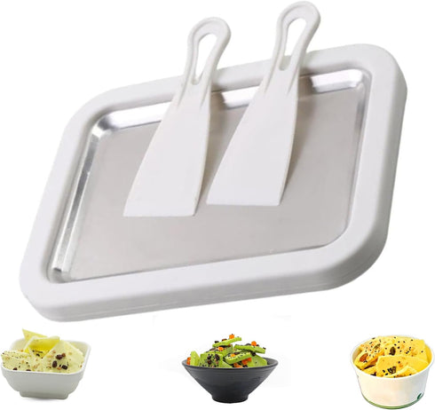 Faygeal Home Rolled Ice Cream Maker Set Freeze Plate with 2 Scrapers Homemade
