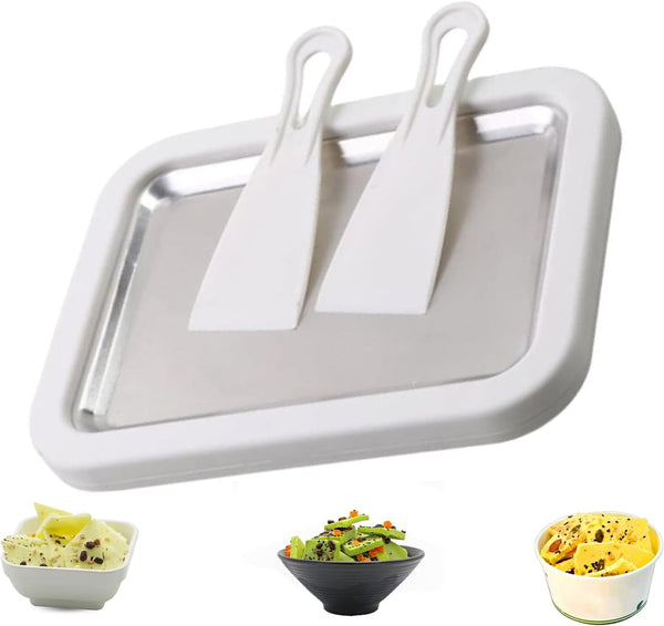 Faygeal Home Rolled Ice Cream Maker Set Freeze Plate with 2 Scrapers Homemade