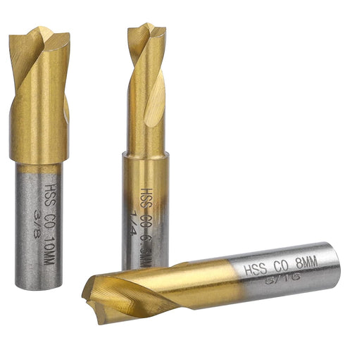 Yakamoz 3Pcs Spot Weld Drill Bit Set - Cobalt Spot Weld Cutter, Titanium Coated Removal Tool