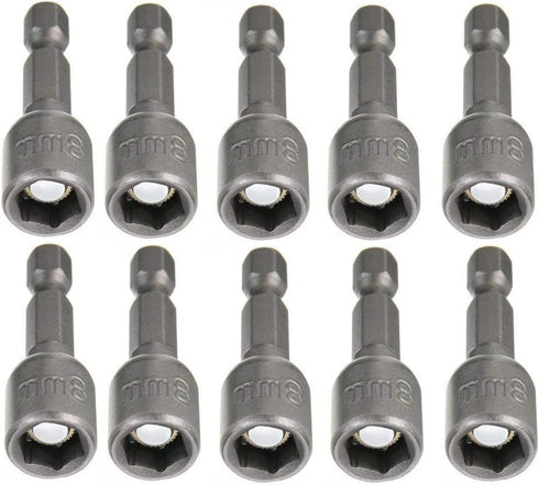 Hex Magnetic Power 8mm 5/16 Socket Adapter Drill Bit Nut Driver Set, 10-Piece for Power Tools
