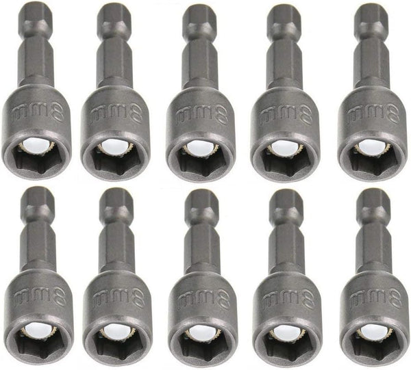 Hex Magnetic Power 8mm 5/16 Socket Adapter Drill Bit Nut Driver Set, 10-Piece for Power Tools