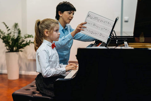 Scribbledo 5 Pack Dry Erase Music Staff White Boards, 9"X12" Double Sided Musical Notes Whiteboard for Kids Students