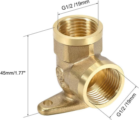 uxcell Brass Pipe Fitting 90 Degree Drop Ear Elbow G1/2 Female X G1/2 Female, 2pcs