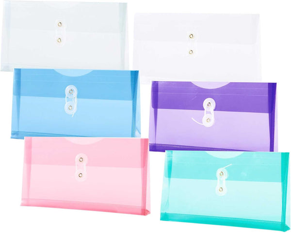 Filexec 1530 Poly Envelope, Side-Loading, Check Size, Set of 12 in 6 Assorted Colors