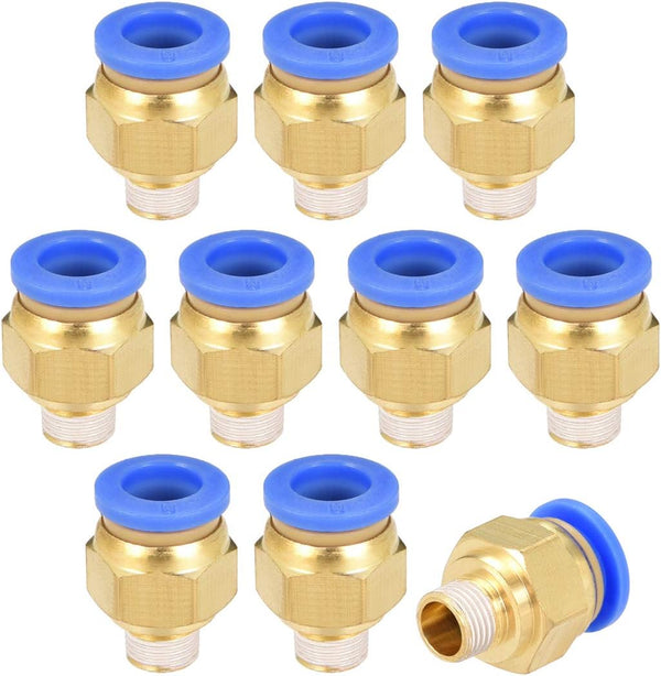 uxcell Straight Pneumatic Push to Quick Connect Fittings G1/8 Male x 8mm Tube OD, 8 Pcs