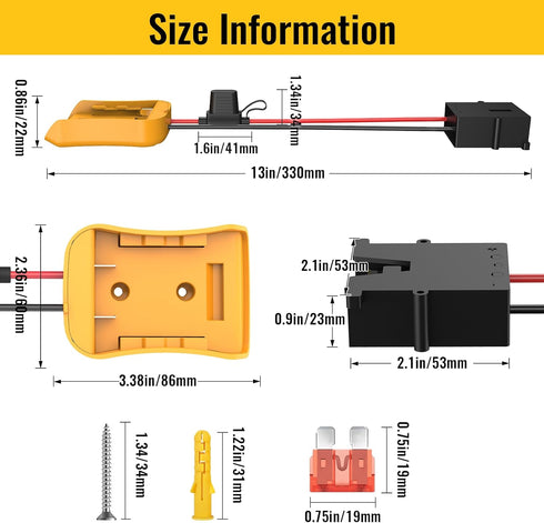 Power Wheels Adapter for Dewalt 20V Battery with Wire Harness Connector for Fisher-Price